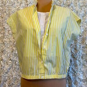 Vintage Landon West Button Front Top 1980'Yellow White Stripe
